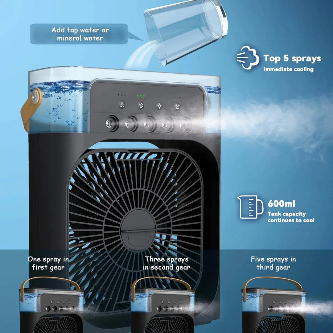 3-in-1 Portable Air Cooler with Fan, Air Conditioner, Humidifier, and LED Mood Lighting