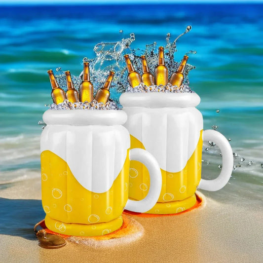 Premium inflatable ice bucket in bright yellow colour, perfect for summer parties and events