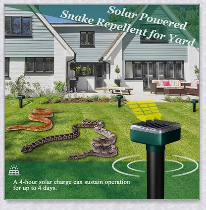 Premium solar-powered snake repellent device with ultrasonic waves for effective pest deterrence in UK gardens