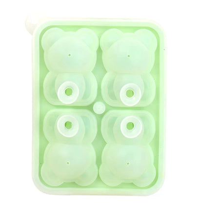 Yellow silicone bear-shaped ice cube mould for creating fun and creative frozen treats