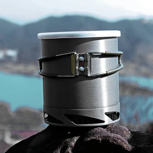 Compact 1L Heat Exchanger Pot for Efficient Outdoor Cooking - Durable, Portable, and Comprehensive Camping Cookware Set
