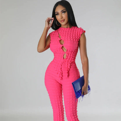 Trendha Sleeveless Plaid Suit in white, black, and dark pink colors with a stylish, modern design