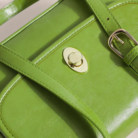 Trendha Flap Square Shoulder Bag in Black, Brown, and Green colours with a vintage-inspired design and secure button closure