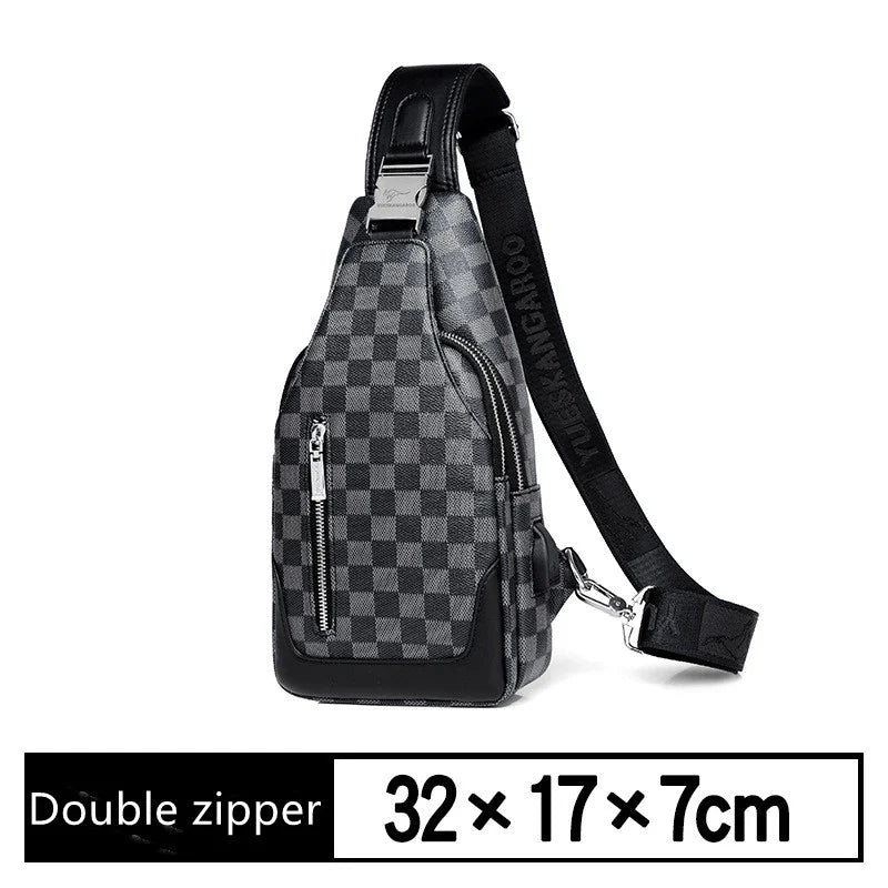 Premium one-shoulder messenger bag made of durable PU leather with secure zipper closure and adjustable strap for active lifestyles