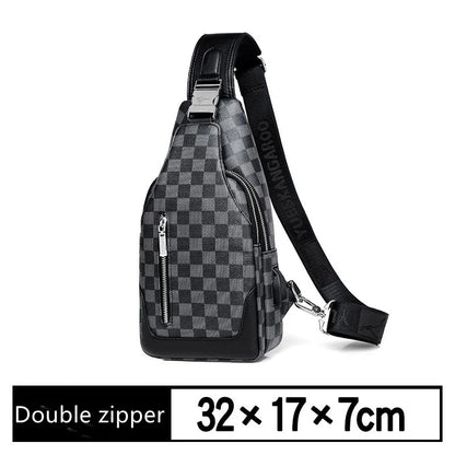 Premium one-shoulder messenger bag made of durable PU leather with secure zipper closure and adjustable strap for active lifestyles