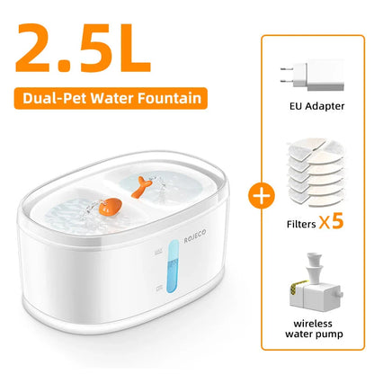 Automatic Wireless Pet Water Fountain with Dual Drinking Zones - Premium Hydration Solution for Cats and Dogs