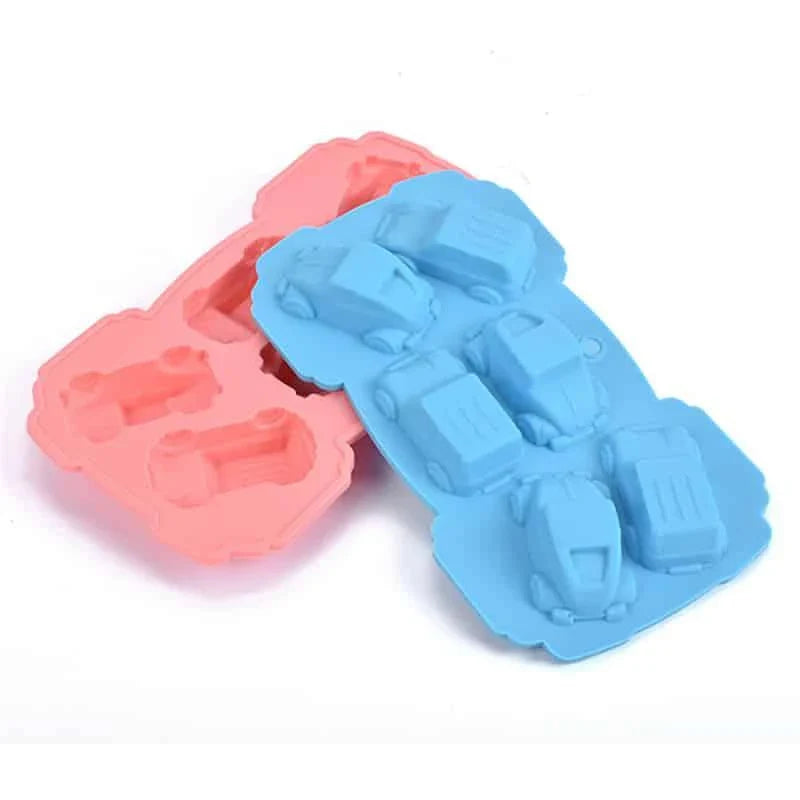A premium silicone baking mould in the shape of charming cars, perfect for baking, crafting, and more