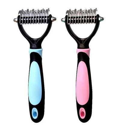 Professional Dog Grooming Comb made with durable stainless steel and comfortable rubber grip for effortless detangling and coat maintenance