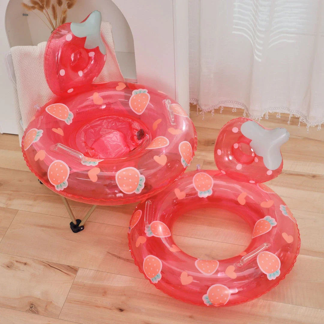 Vibrant inflatable baby swim ring with double handles and anti-leakage design for safe and enjoyable water play