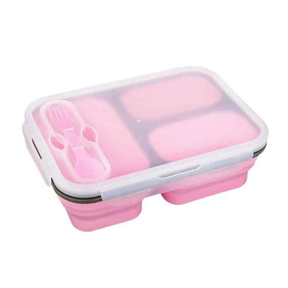 Collapsible silicone lunch box in orange colour, featuring a leakproof design and 1100ml capacity for on-the-go meals.