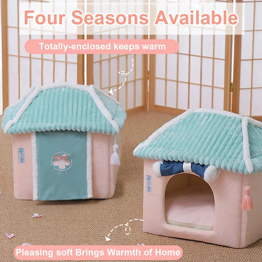 A cosy and stylish pet house designed to keep your furry friend warm and comfortable during the winter months.