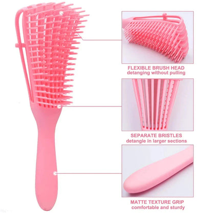 Trendha Compact Detangling Hair Brush with Scalp Massager for Effortless Travel in Green with Small Comb Accessory