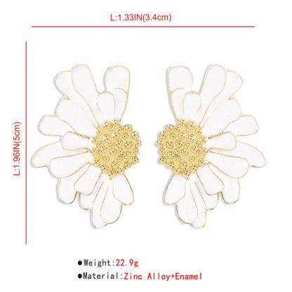 Vibrant, multi-coloured floral petal stud earrings with a blend of bohemian and modern influences
