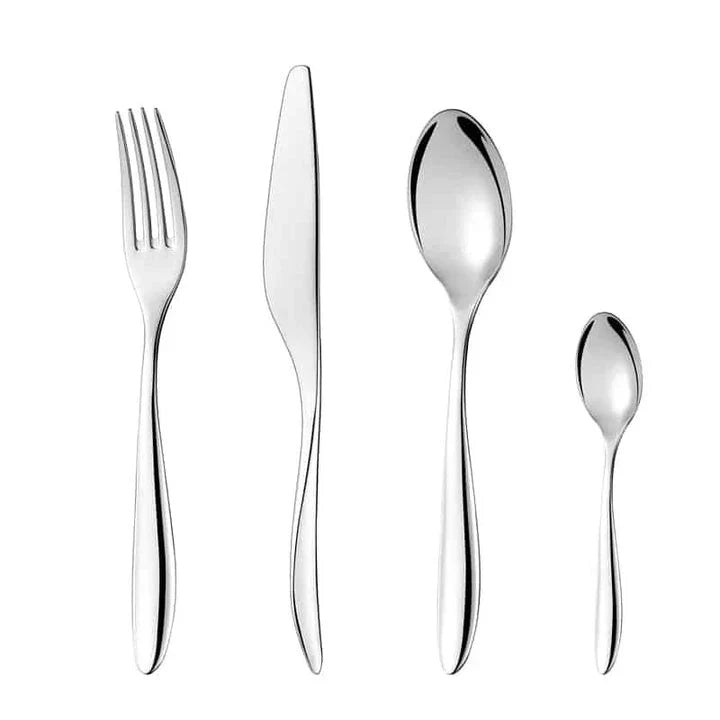 Premium Classic 24-Piece Tableware Set in Stainless Steel with Elegant Design and Exceptional Durability