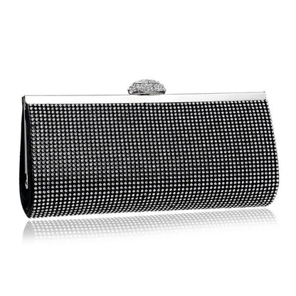 Glamorous gold rhinestone evening clutch with elegant chain and diamond decorations, perfect for UK special occasions