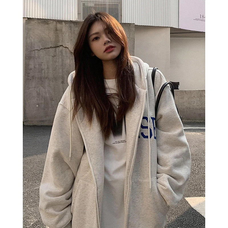 Luxurious hooded cardigan sweater for women in white grey and black colours
