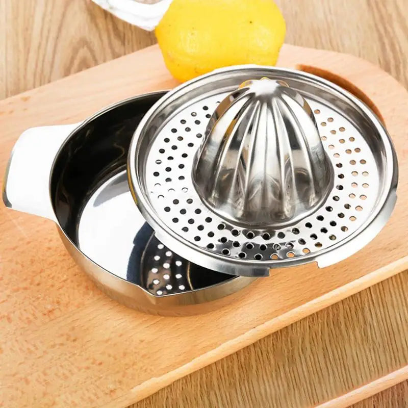 Premium stainless steel lemon juicer with sleek, elegant design for efficient citrus juice extraction