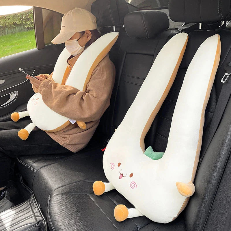 Cute animal print U-shaped travel pillow with soft, supportive design for children's comfort and relaxation during travel