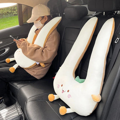 Cute animal print U-shaped travel pillow with soft, supportive design for children's comfort and relaxation during travel