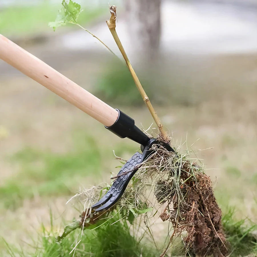 Aluminium Stand-Up Weed Puller with Long Vertical Handle for Effortless Gardening