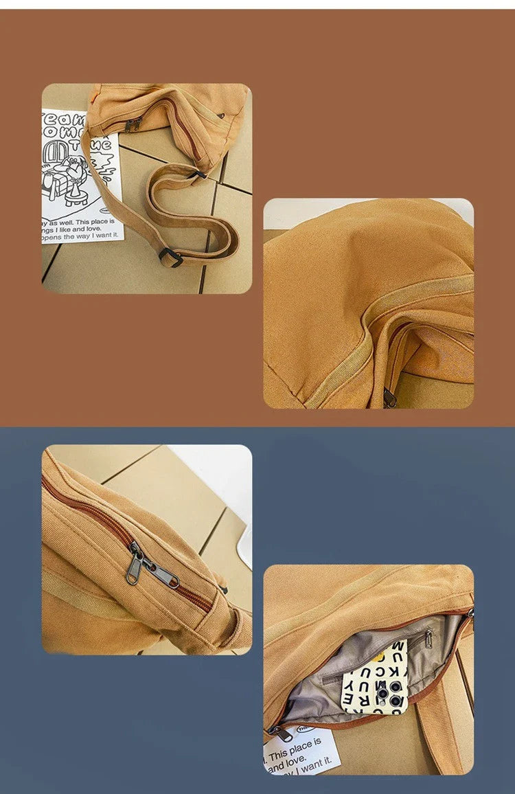 A stylish and durable canvas tote bag with a spacious interior and a timeless vintage-inspired design, perfect for everyday use and travel