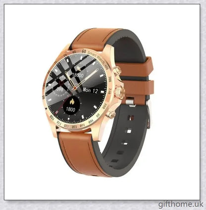 Premium Business Smart Watch with Heart Rate and Blood Pressure Monitoring, Crafted with Alloy and Leather for Sophisticated Style and Advanced Health Tracking