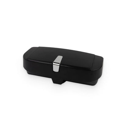 Magnetic car sunglasses case with storage slot for ID, cards, and parking tickets