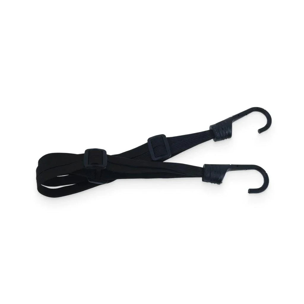 Adjustable motorcycle helmet strap made of durable nylon with secure buckles to attach to bike for safe storage