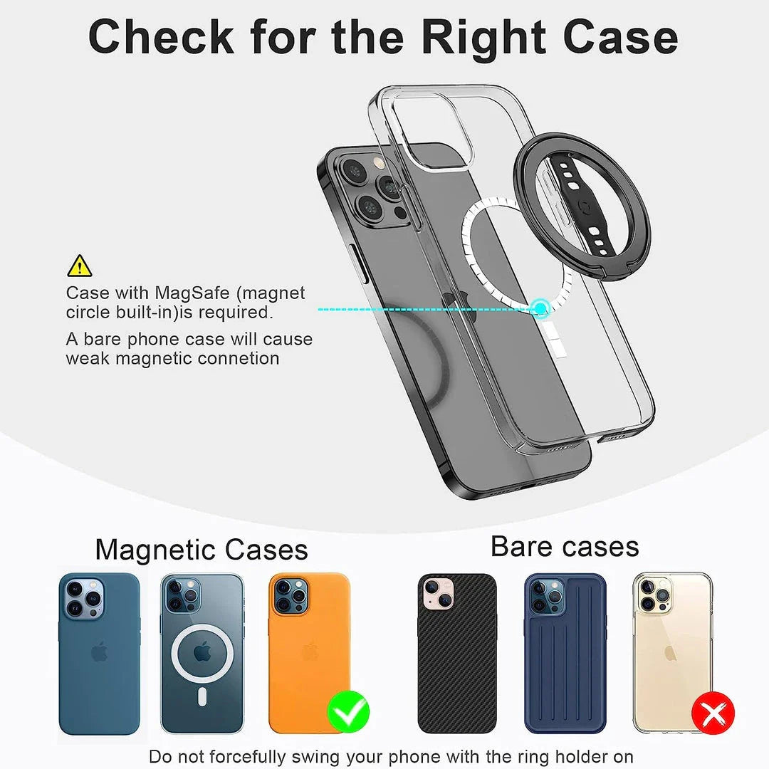Sleek and secure MagSafe compatible wireless charging phone grip in black colour