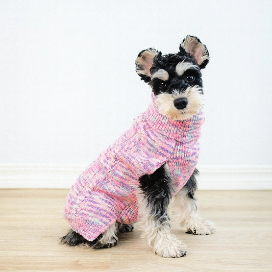 Stylish and cosy purple turtleneck sweater for pets, made with premium acrylic fibres for maximum comfort and warmth.
