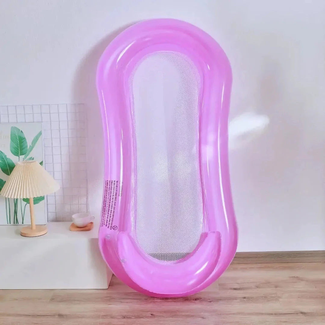 Premium inflatable water lounger with supportive backrest, perfect for relaxing in the pool or at the beach