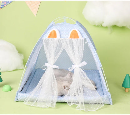 Cozy and comfortable cat bed with raised platform design for optimal temperature regulation and support