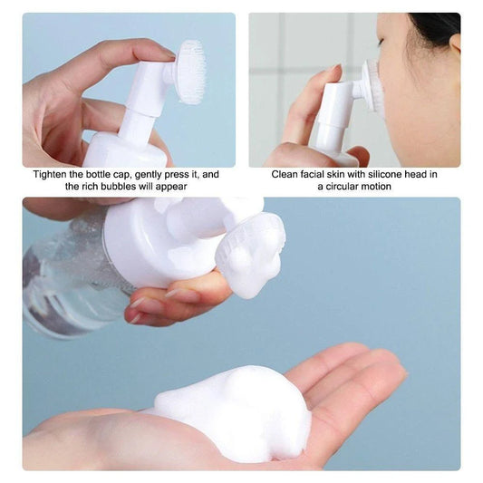 100ml Premium Foam Cleanser Bottle with Integrated Brush Pump Dispenser for Customisable Skincare Routines