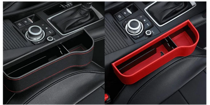 Premium multifunctional car seat organiser with various compartments for storing phones, chargers, pens, and other car essentials