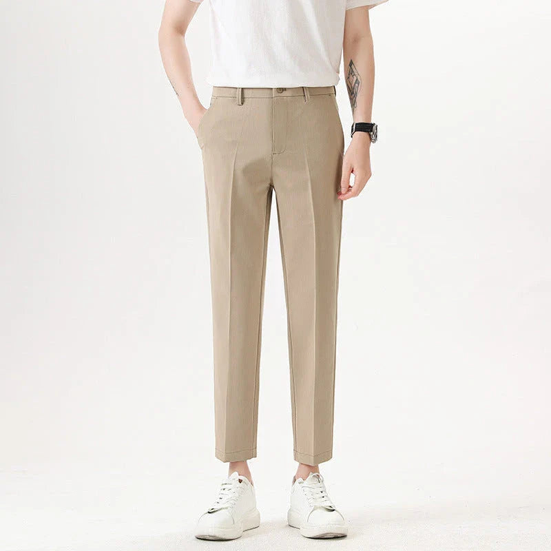 Men's sophisticated stretch trousers with tailored pencil fit, available in a range of classic colours