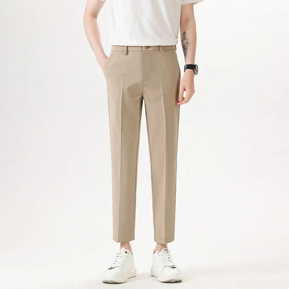 Men's sophisticated stretch trousers with tailored pencil fit, available in a range of classic colours