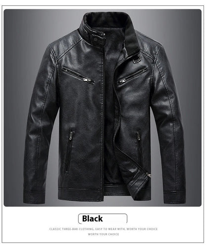 Stylish Fleece-Padded Jacket with PU Leather Accents in Various Colours