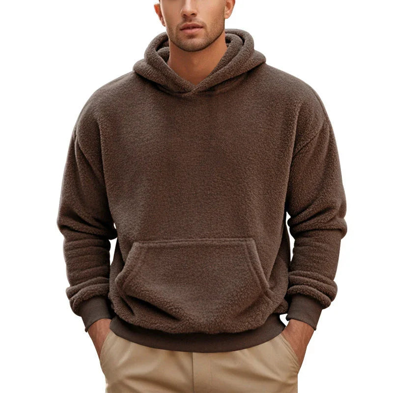 Premium double-faced velvet jumper in a range of sophisticated colours, featuring a relaxed fit and dimensional patch pockets for modern style.