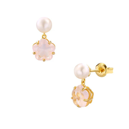 Hypoallergenic silver earrings with delicate cherry blossom crystal accents, perfect for sensitive skin