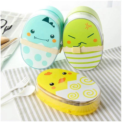 Egg-shaped children's lunchbox made of high-quality plastic with a 700ml capacity and leak-proof design