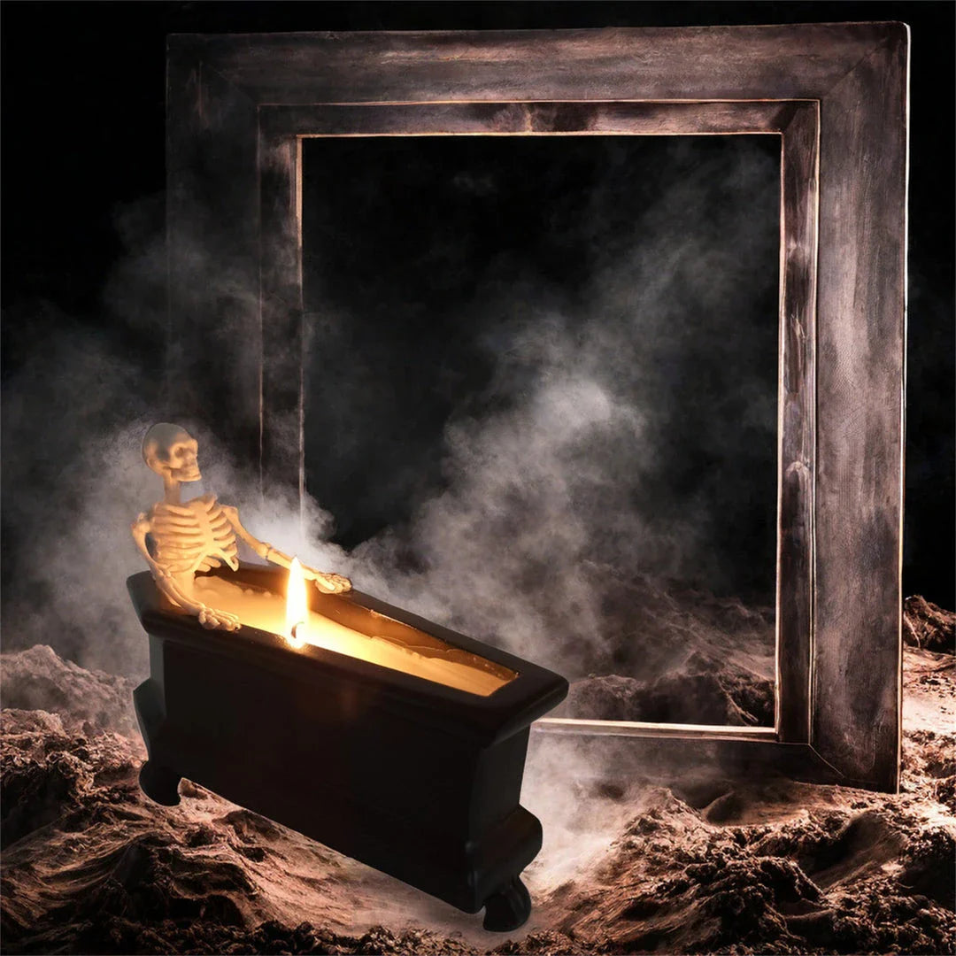 Meticulously crafted resin and wax Bubble Bath Skeleton Halloween decoration with enchanting details
