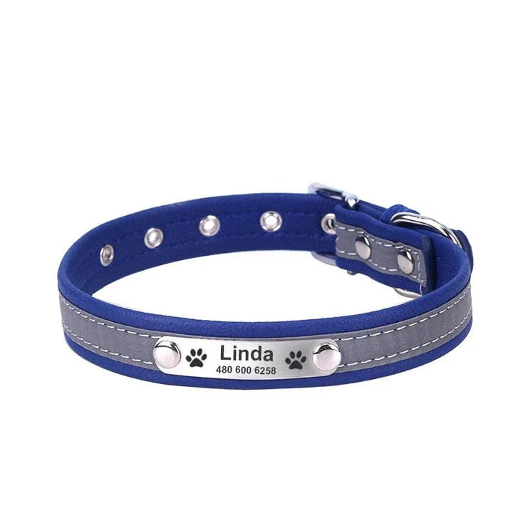 Premium Personalized Reflective Dog Collar in various colours and sizes, designed to enhance your canine's safety and style