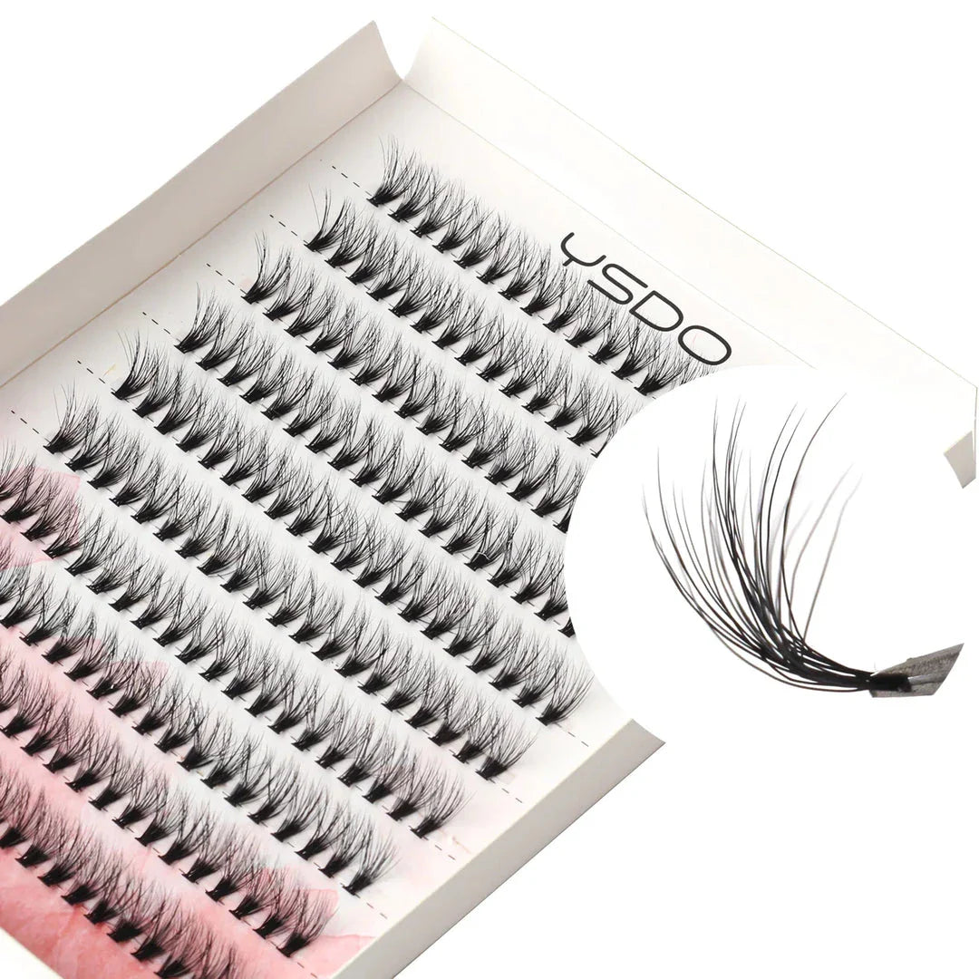 Premium mink eyelash extensions in various lengths and thicknesses for a captivating, natural-looking eye enhancement