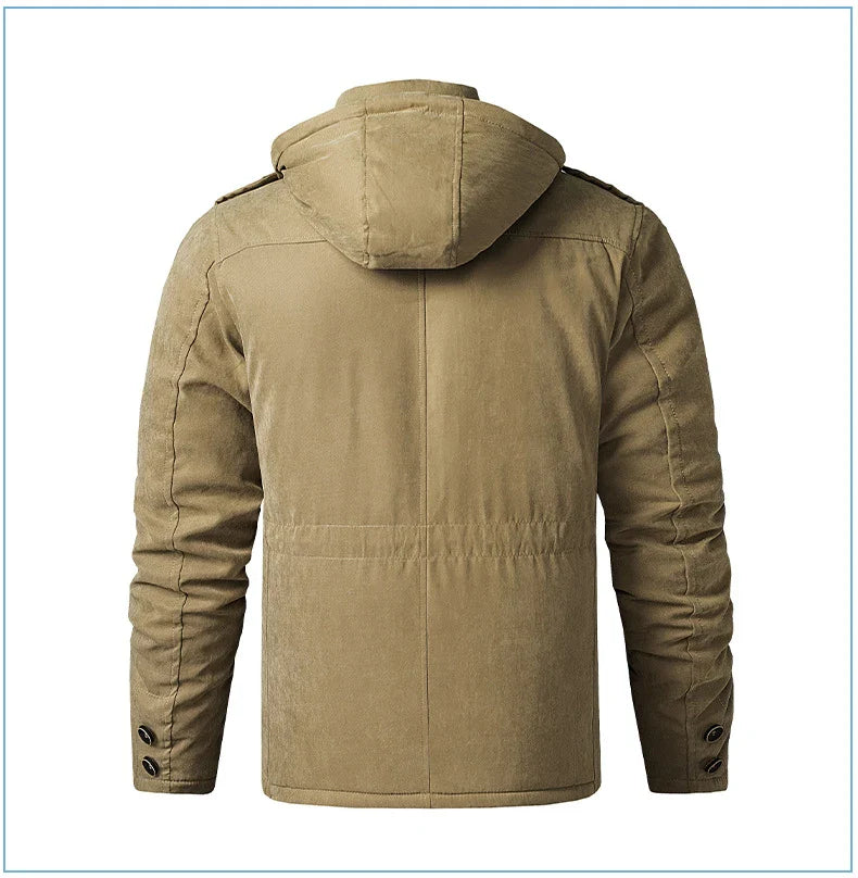 A premium fleece-lined and cotton-padded winter coat for plus-size men, available in a range of classic colours.