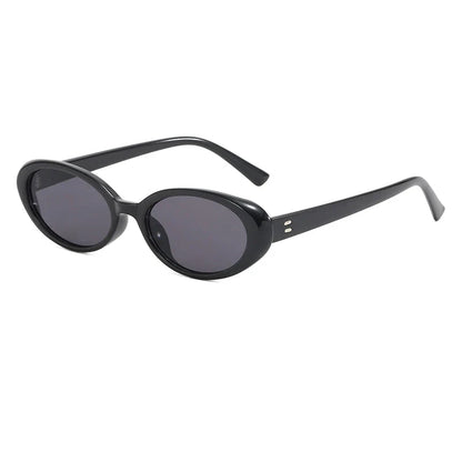 Oval-shaped women's sunglasses in a white and grey colour, offering UV protection and a stylish, retro-inspired design.