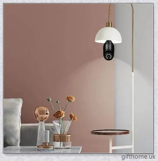 5G Wi-Fi smart home surveillance bulb camera with 360-degree coverage, night vision, and remote monitoring capabilities