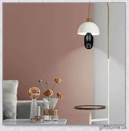 5G Wi-Fi smart home surveillance bulb camera with 360-degree coverage, night vision, and remote monitoring capabilities