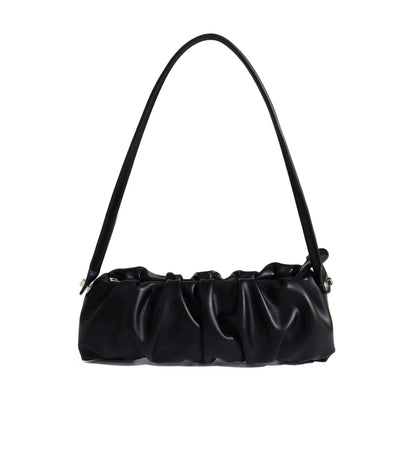 Pleated fashion one-shoulder diagonal handbag in various colours including white, yellow, green, black, and light blue