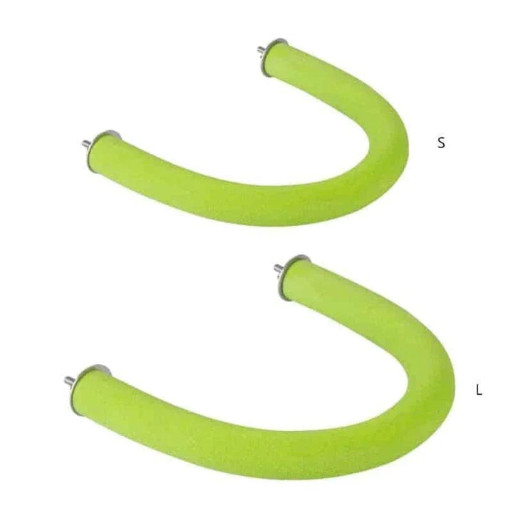 Elegant bow-shaped bird perch made from premium wood and acrylic materials for a stylish and comfortable bird sanctuary