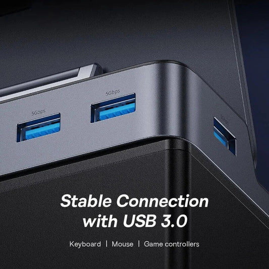 Premium 6-Port Type-C Docking Station with HDMI 4K@60Hz, USB 3.0, Gigabit Ethernet, and 100W Charging